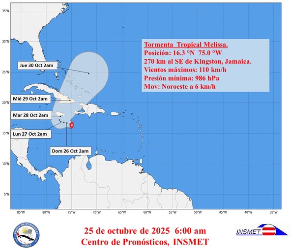 Nota informativa: funcionamiento de los trenes a propósito de la cercanía de la tormenta tropical Melissa