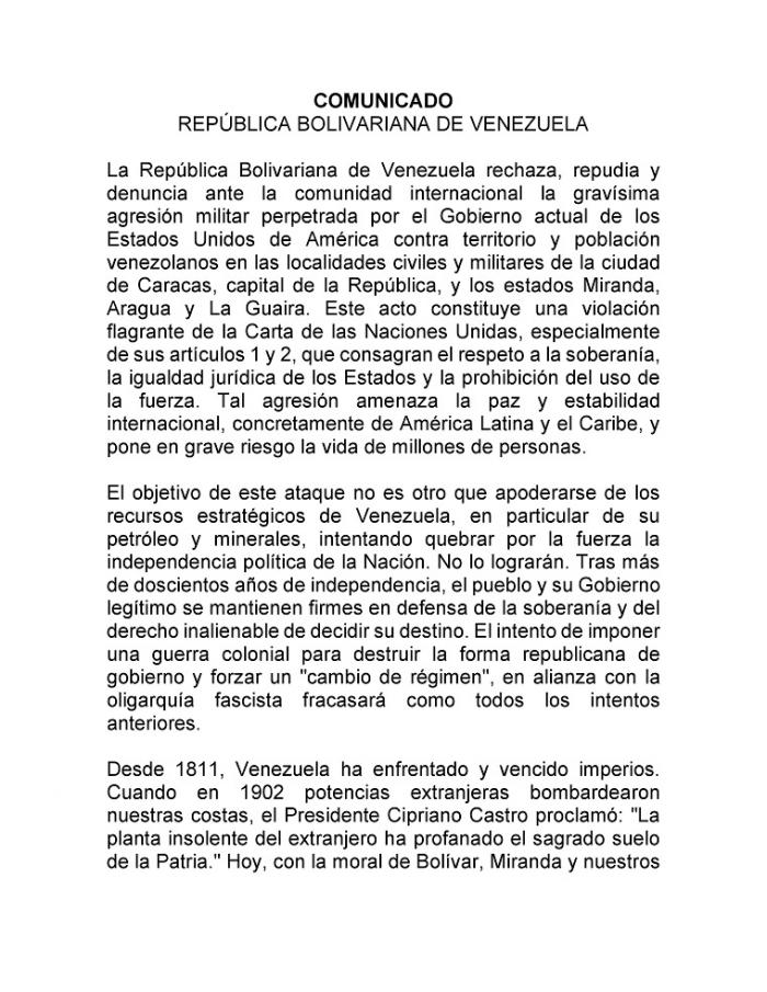 El objetivo de este ataque no es otro que apoderarse de los recursos estratégicos de Venezuela, en particular de su petróleo y minerales